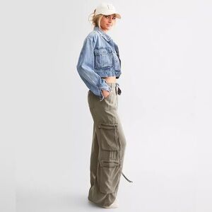 Risen Jeans Los Angeles High Rise Cargo Pant Olive Green Size XL